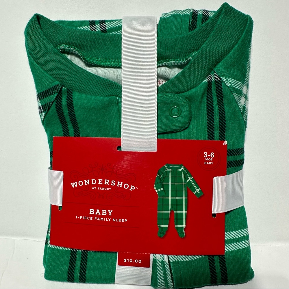 Baby Wondershop Green Plaid Family Matching Footed Pajamas
